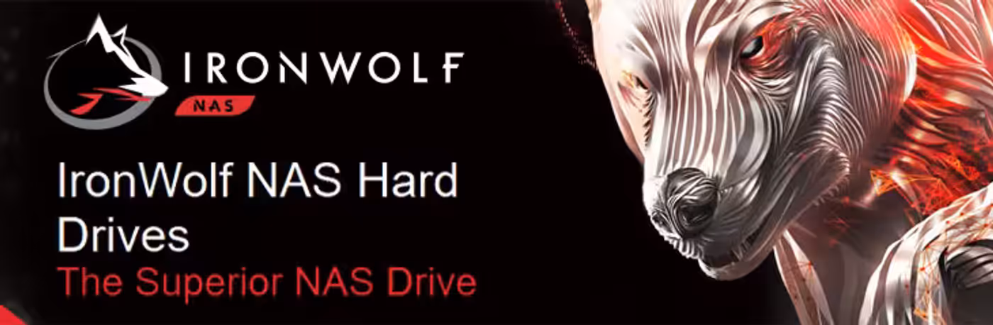 Seagate IronWolf 4TB NAS hard drive shown from above with its IronWolf branded label