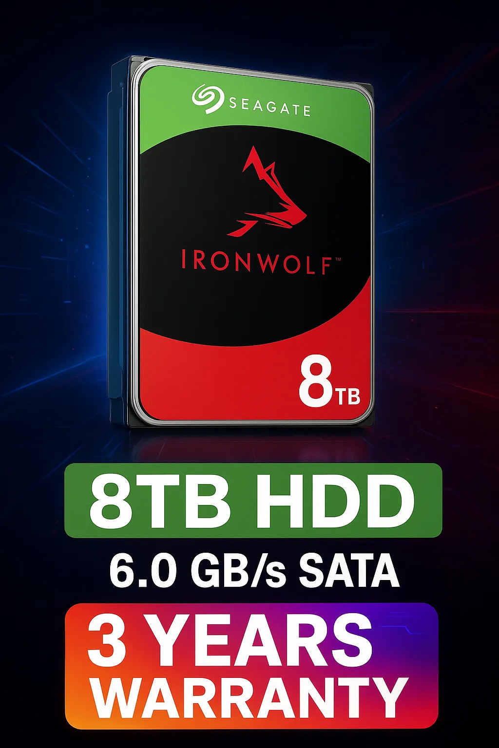 Seagate Ironwolf ST8000VN002 8TB NAS HDD — 256MB Cache | Evetech