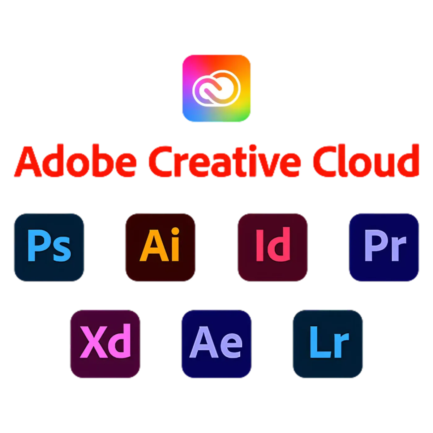 Adobe Creative Cloud logo and software interface for professional media editing