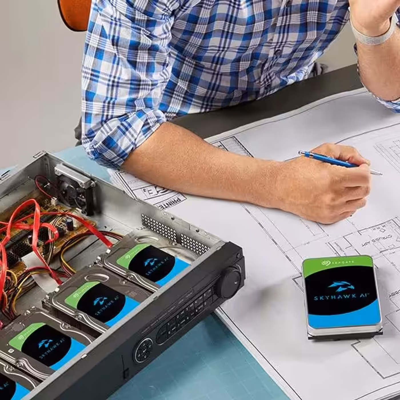 Energy-efficient SkyHawk AI hard drive for continuous surveillance operation