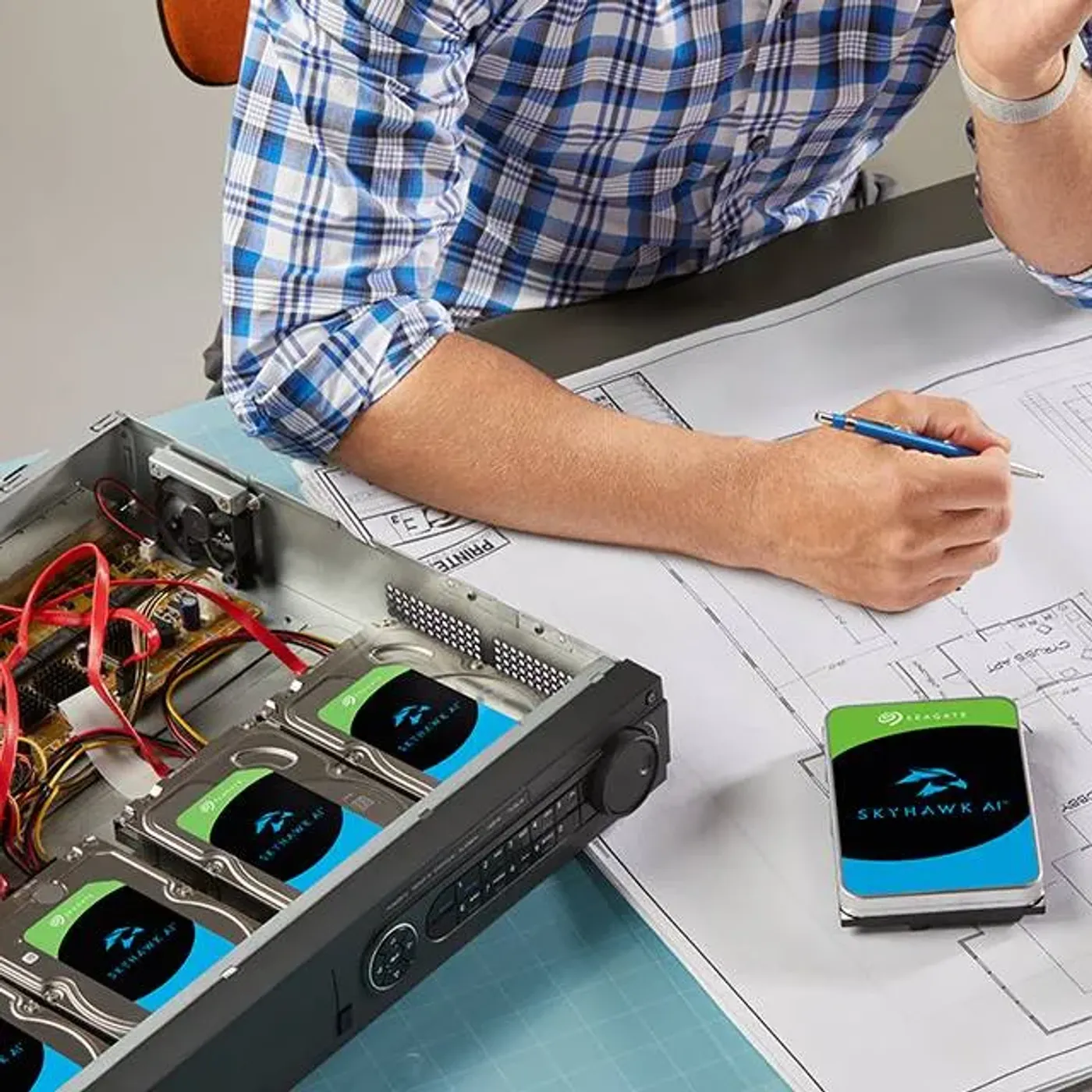 Energy-efficient SkyHawk AI hard drive for continuous surveillance operation