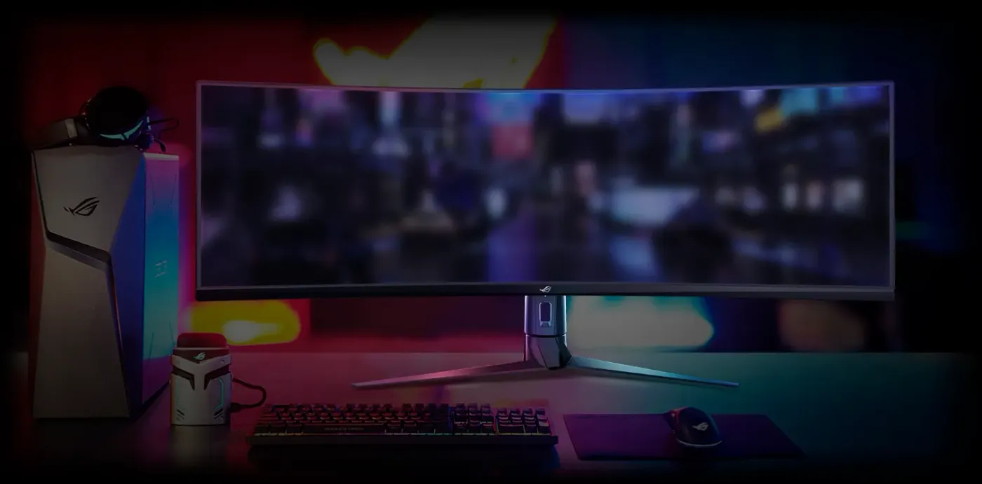 49-inch 1800R curved display showing super-ultra-wide 32:9 aspect