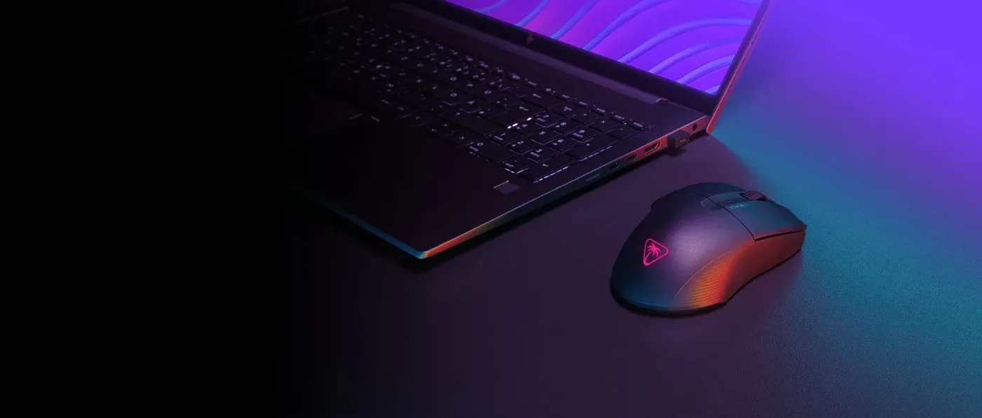 Turtle Beach Pure Air ultra-light wireless gaming mouse featuring 54g design and 26K DPI sensor