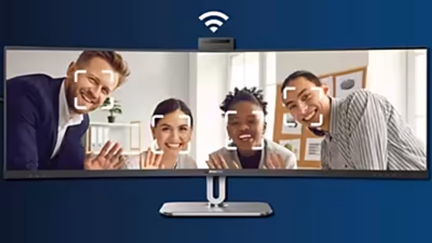 AI-enhanced webcam showing dynamic autoframing for video conferencing