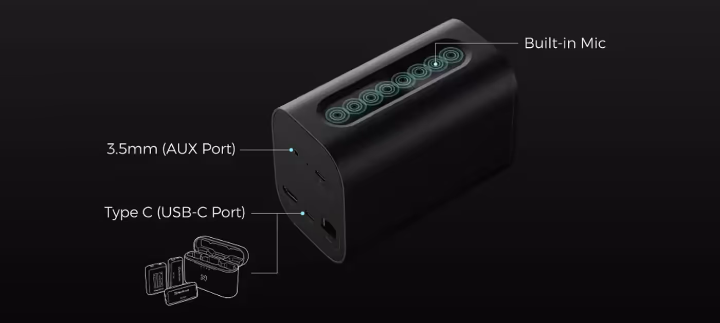 NearStream VM20 camera highlighting various audio input options for live streaming
