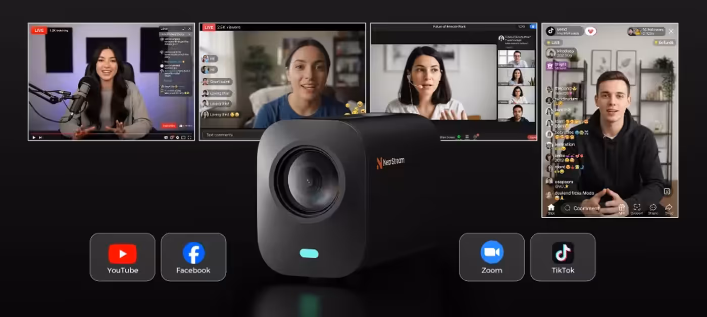 NearStream VM20 camera streaming to multiple social media and broadcast platforms