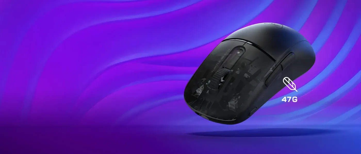 Sleek black Burst II Air gaming mouse highlighting its ultra-lightweight 47g solid shell design