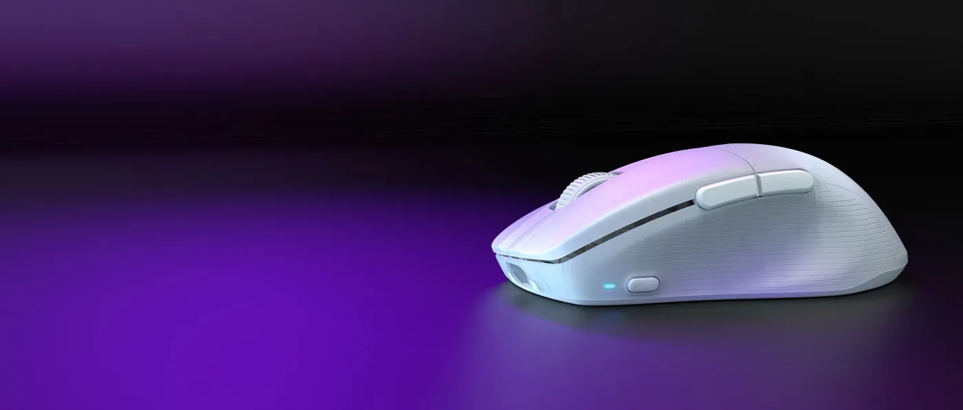 Pure Air wireless mouse showcasing its ergonomic shape inspired by the iconic Kone Pure series