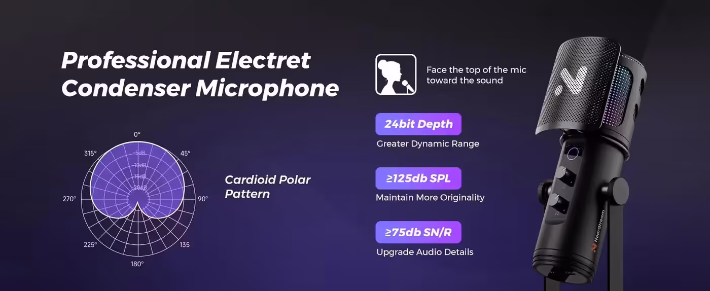 AM30U microphone capturing clear speech while background noise is filtered out