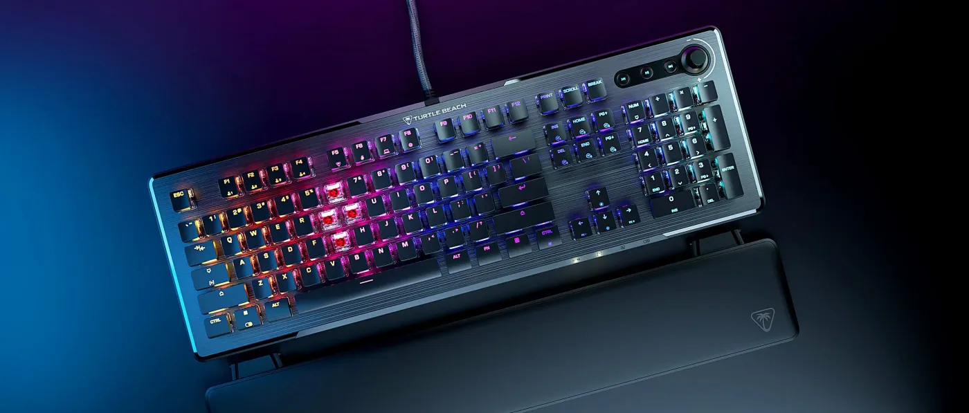 AIMO RGB backlit gaming keyboard with integrated wrist rest