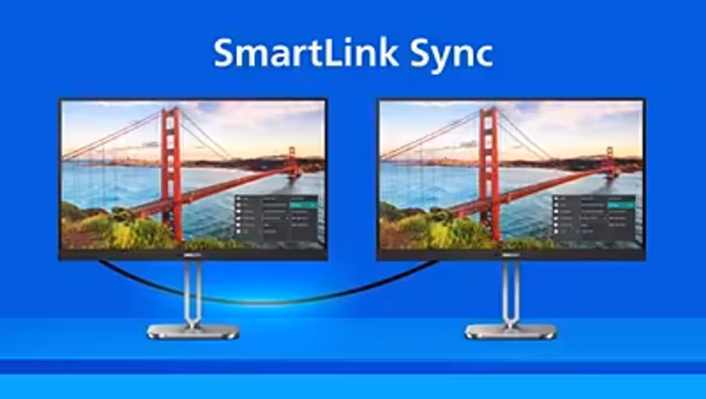 Smart Link Sync feature for uniform daisy-chained monitor display settings