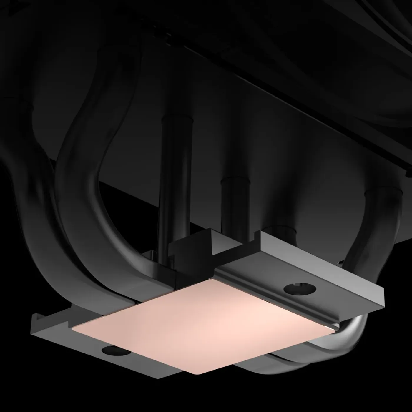 Solid copper base plate providing increased thermal contact area for efficient heat transfer