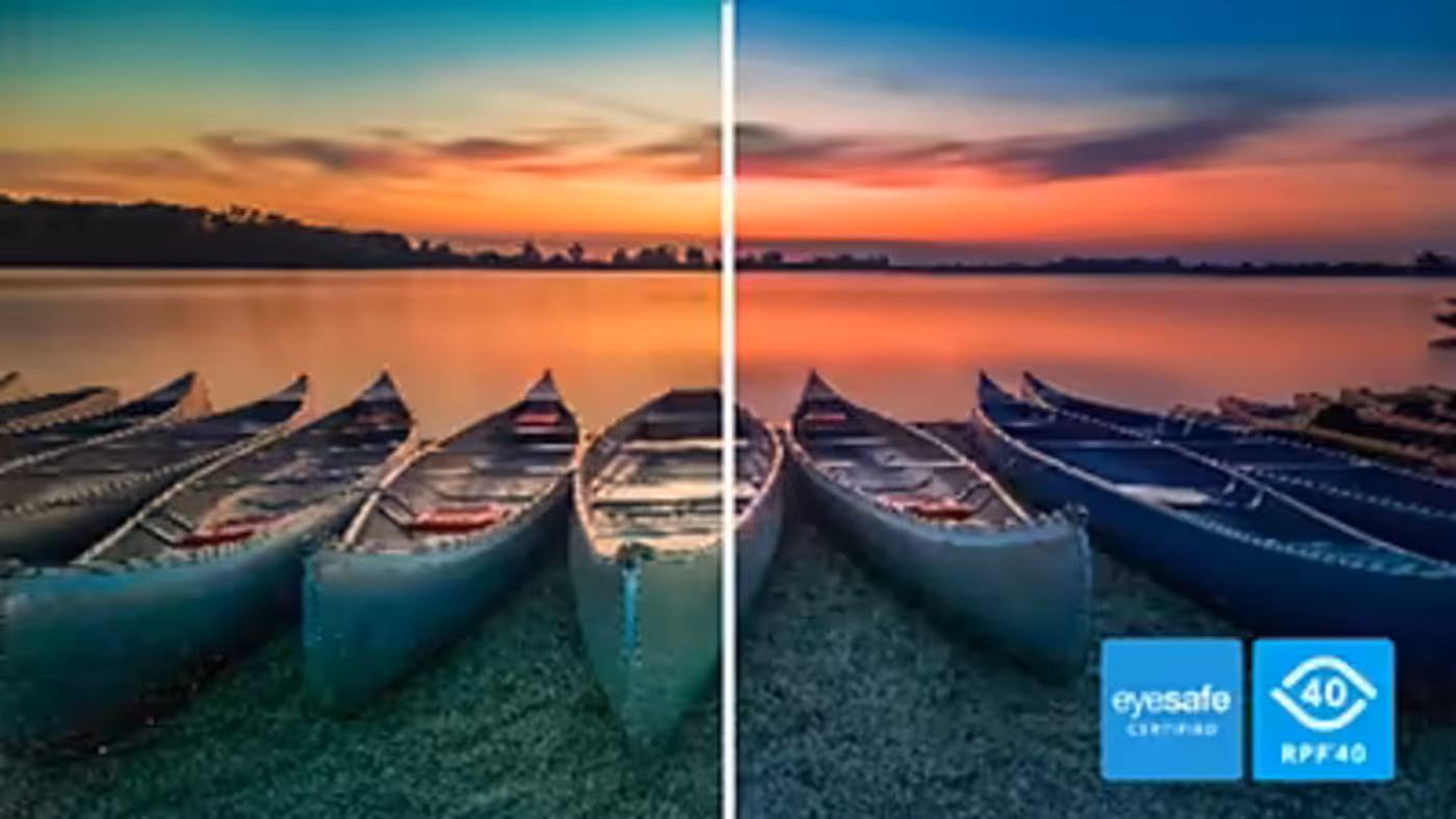 Eyesafe-certified blue light protection and colour accuracy display feature