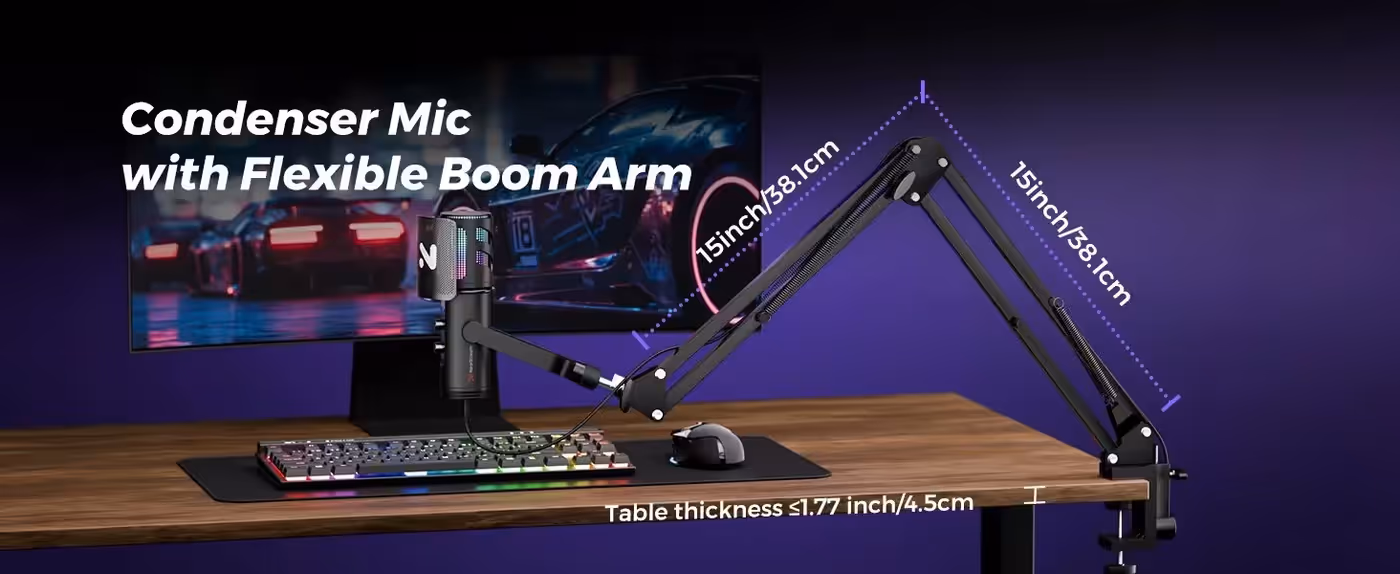 Hand pressing the mute control on the AM30U microphone