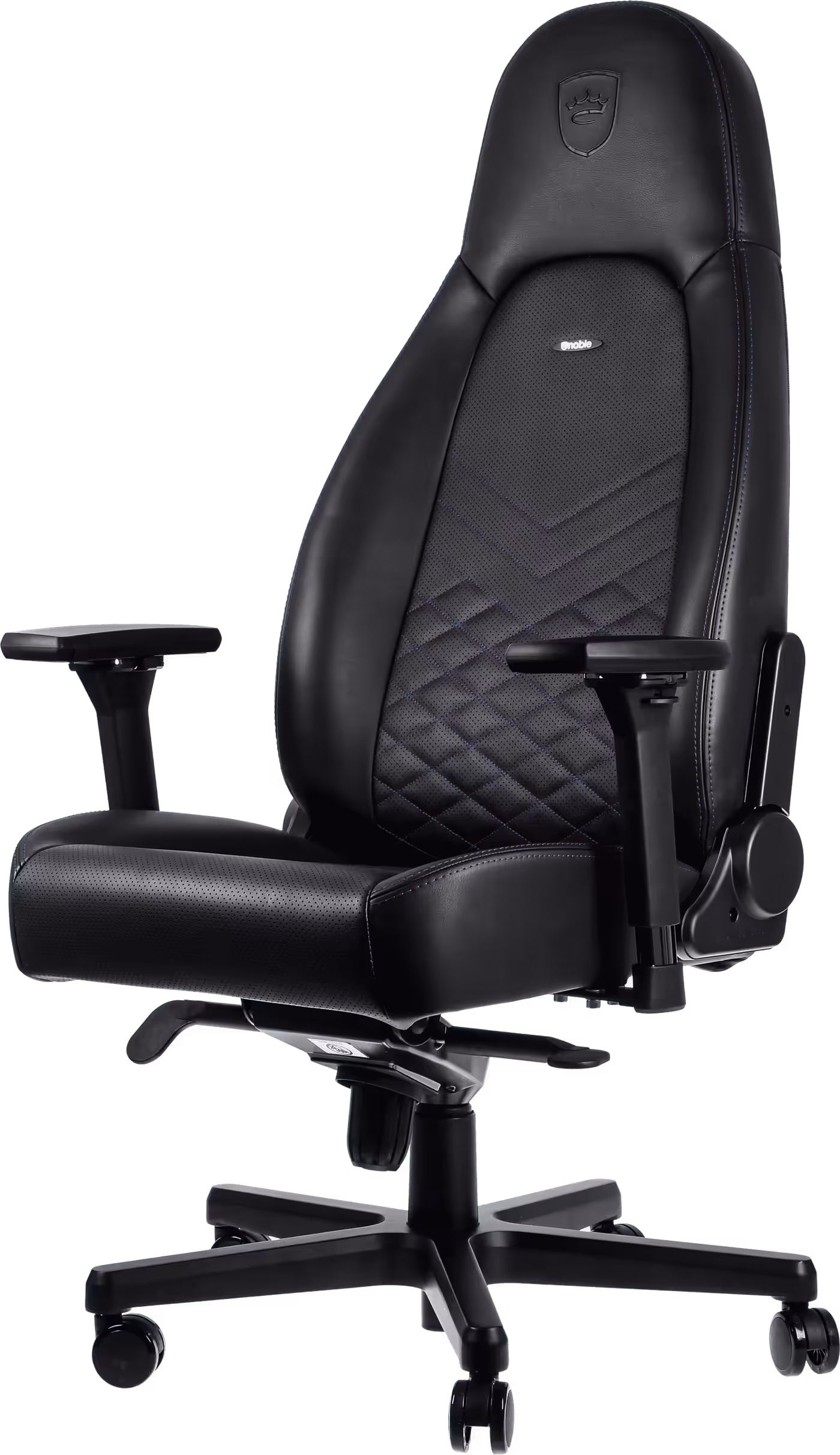 A close-up view of the high-quality stitching and craftsmanship on a noblechairs gaming chair