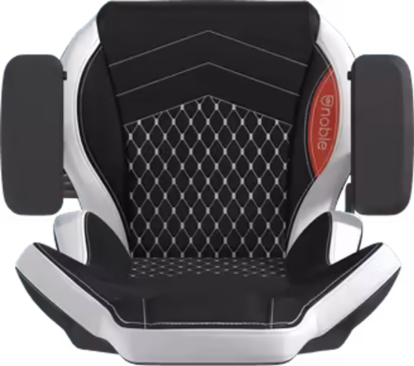 Showing the adjustment capabilities of the 4D armrests on the chair.