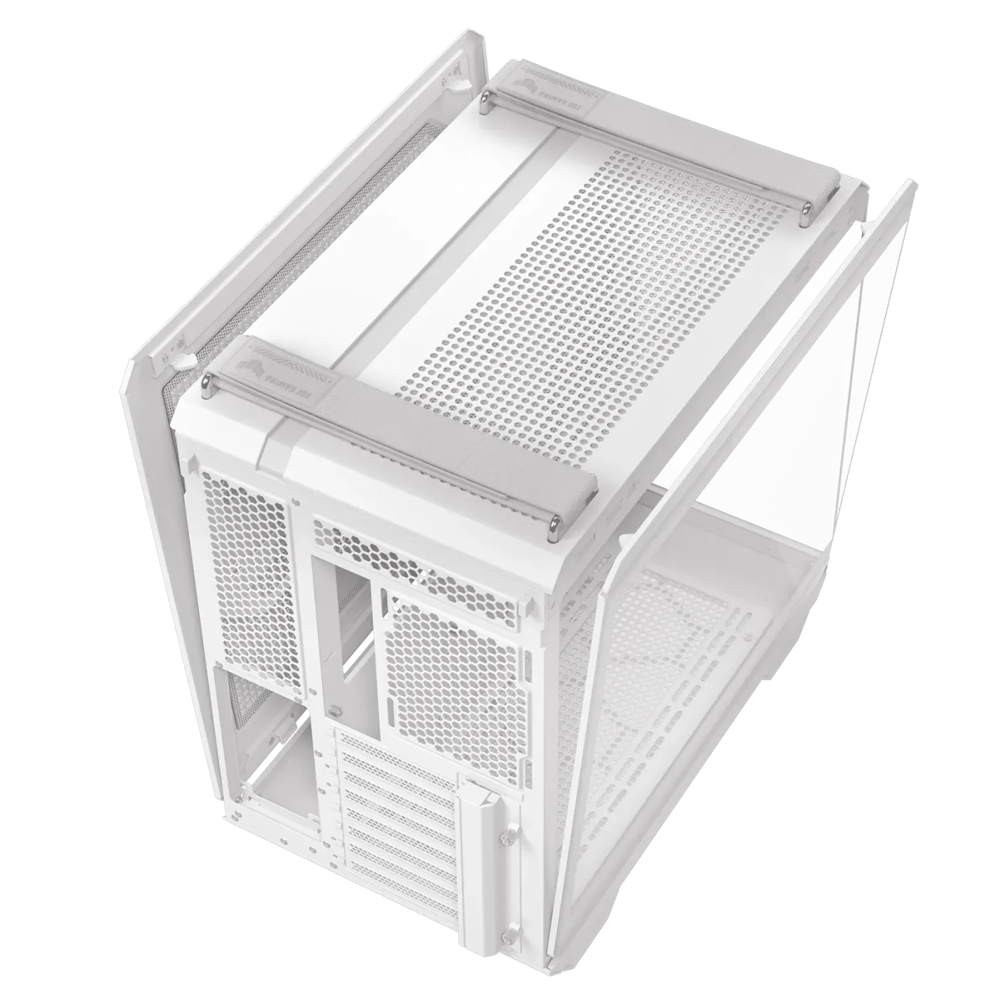TUF Gaming GT502 Horizon ARGB with the side panels slightly opened
