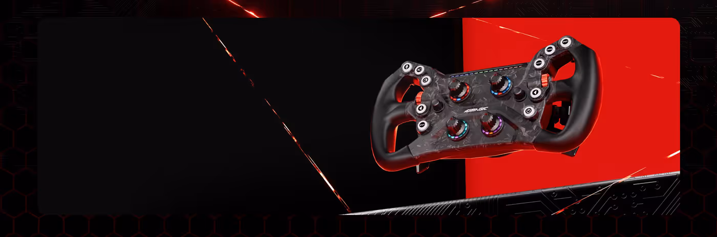 Simagic GT Neo steering wheel featuring lightweight carbon fiber and ergonomic controls