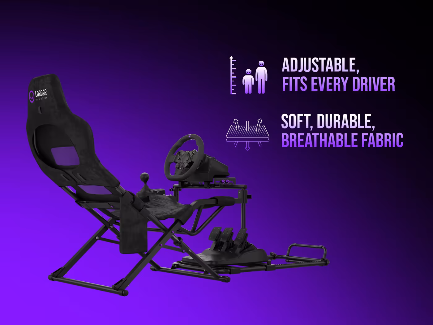 Racing seat designed for ergonomic support and long-term comfort