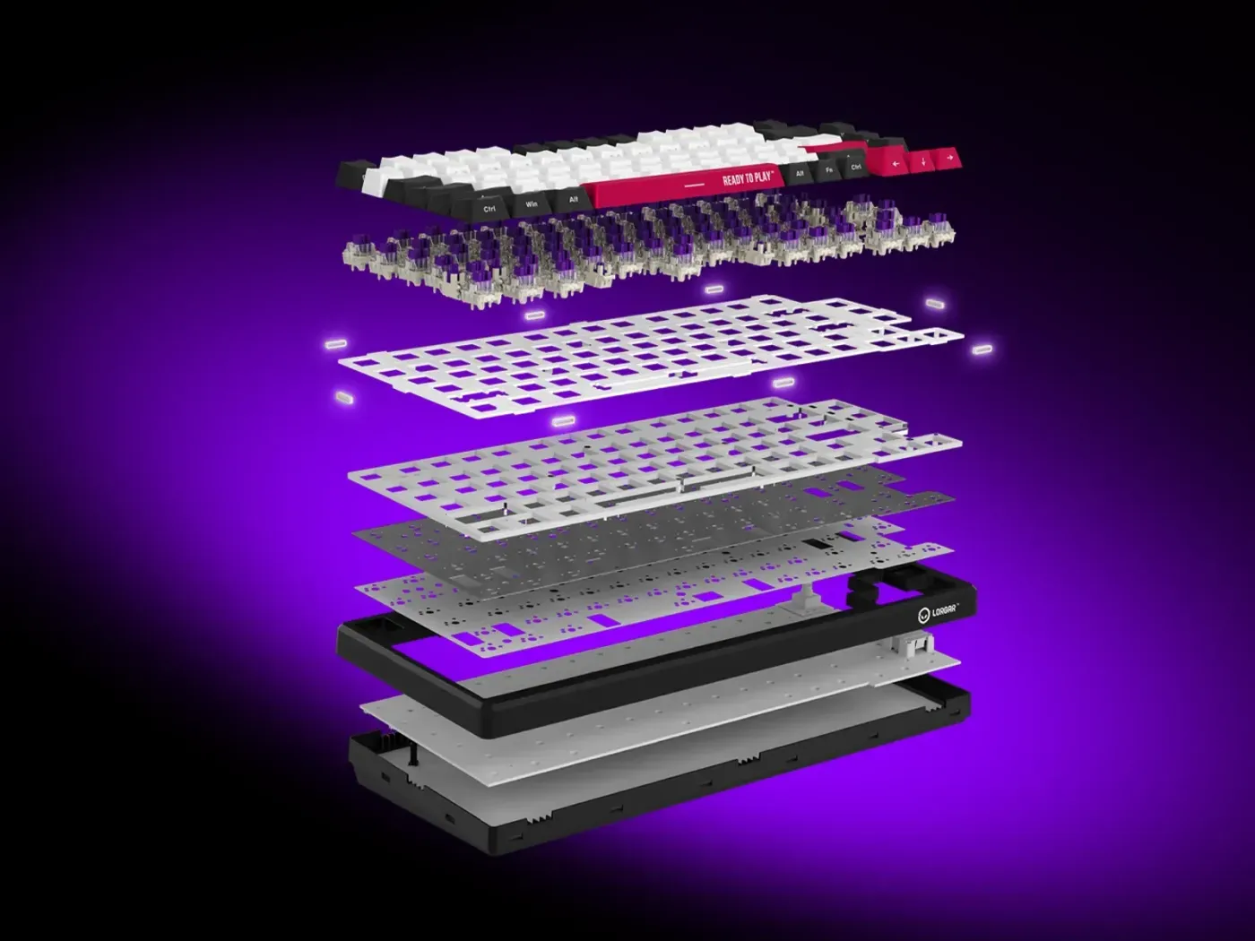 Gasket mount keyboard design for smooth typing and sound dampening