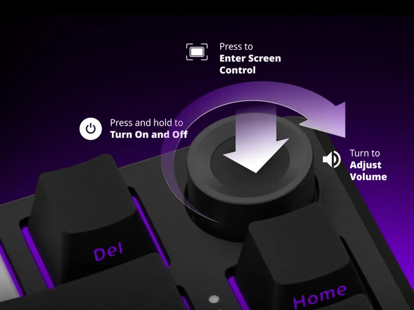 Multimedia control knob for volume adjustment and power management