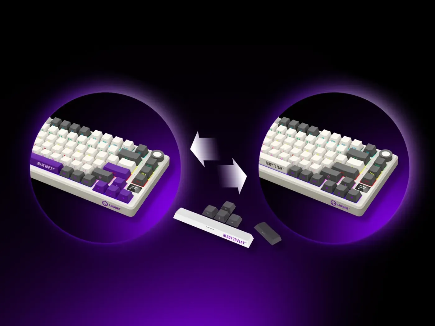 Double-shot PBT keycaps with side-printed legends and accent keys