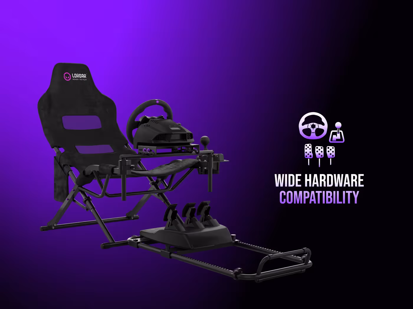 Racing simulator cockpit with integrated shifter and handbrake mounts