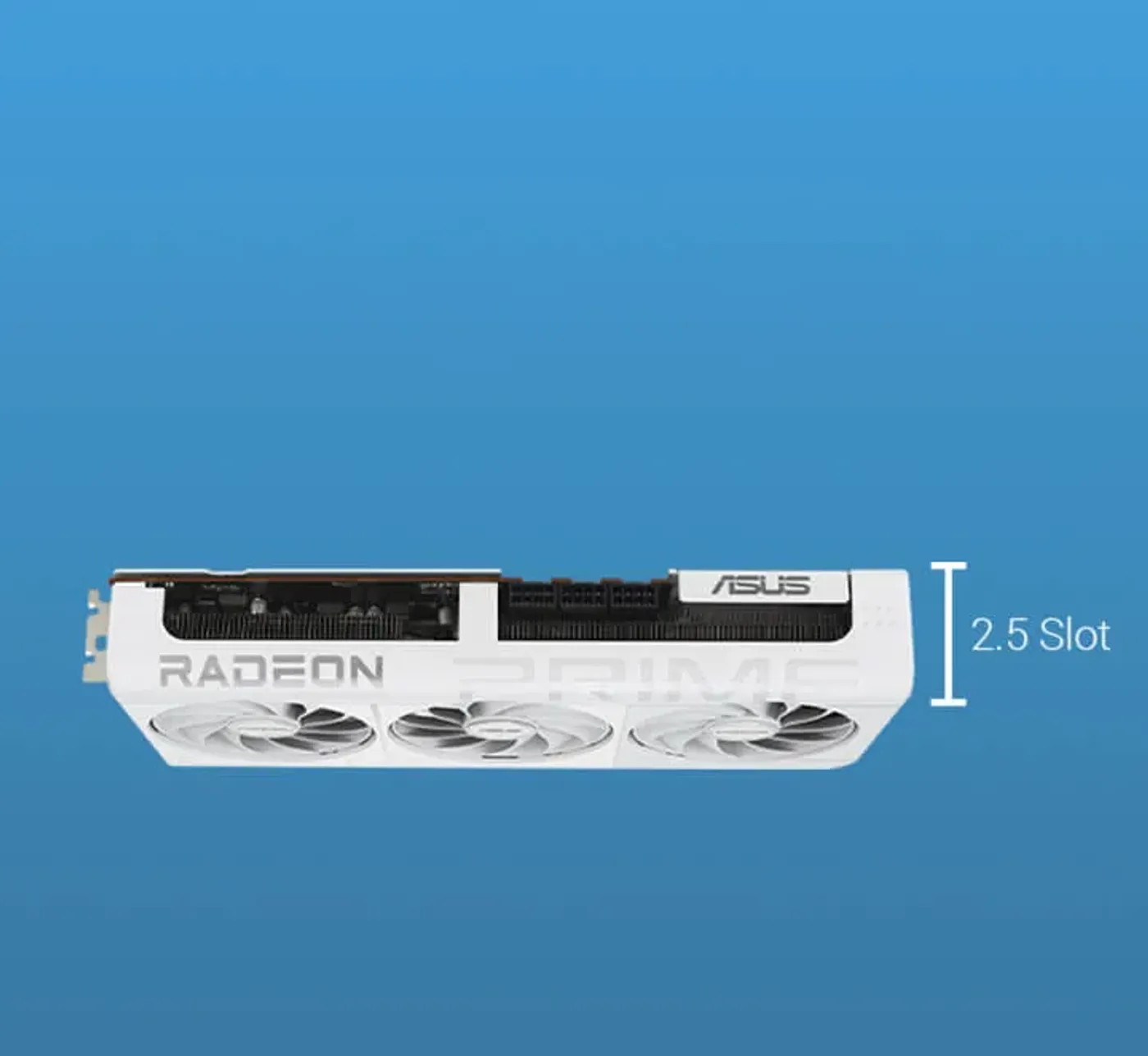 Graphics card showing 2.5-slot compact design for small-form-factor builds