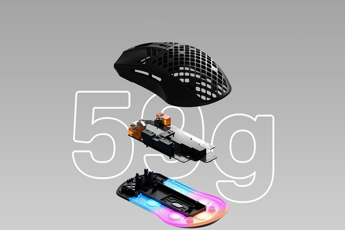 SteelSeries Aerox 3 Gaming Mouse Desktop View showcasing lightweight design