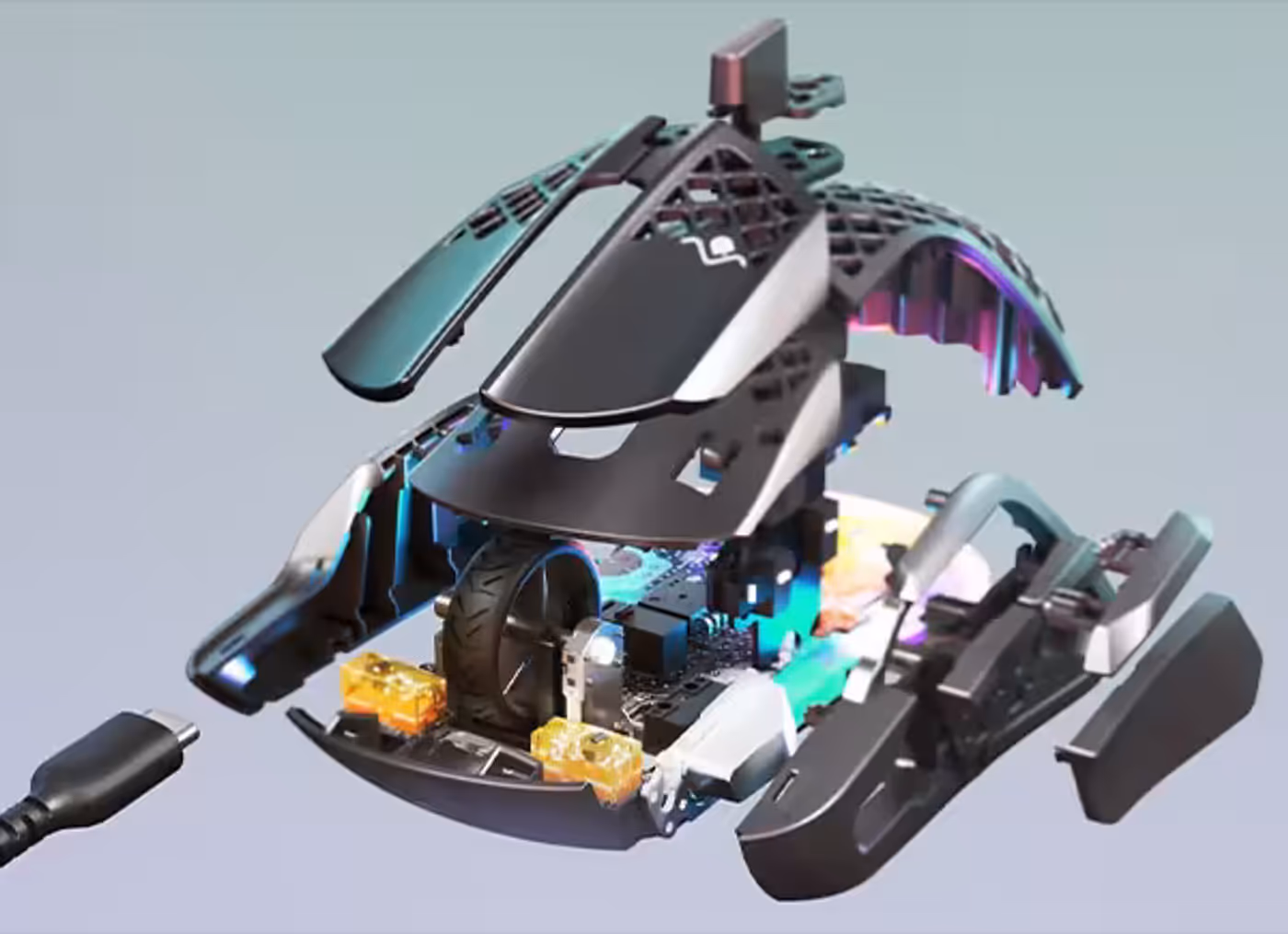 Lightweight honeycomb shell design of the SteelSeries Aerox 5
