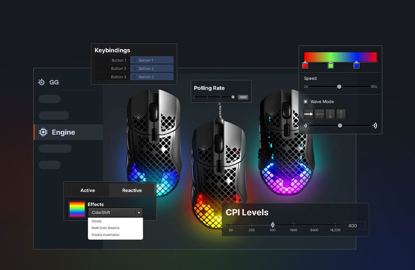 Aerox 9 Wireless Gaming Mouse displaying gaming personalization settings