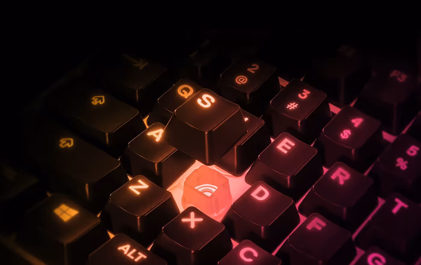 Close-up view of the SteelSeries Apex 3 TKL RGB Gaming Keyboard switch design