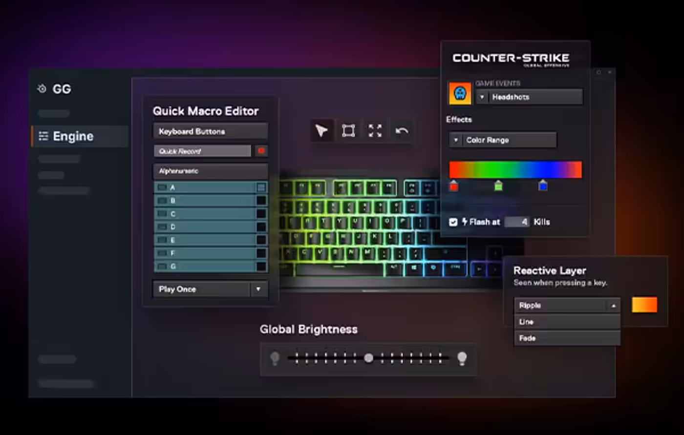 SteelSeries Engine software interface for customizing Apex 3 TKL settings
