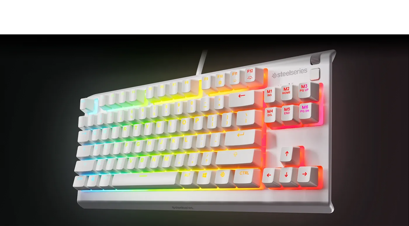 SteelSeries Apex 3 TKL RGB Gaming Keyboard — White, Compact, Quiet