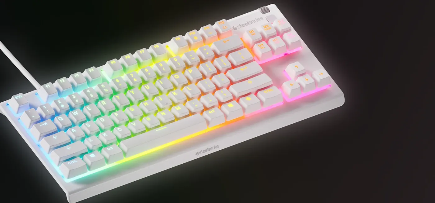 SteelSeries Apex 3 TKL RGB Gaming Keyboard — White, Compact, Quiet