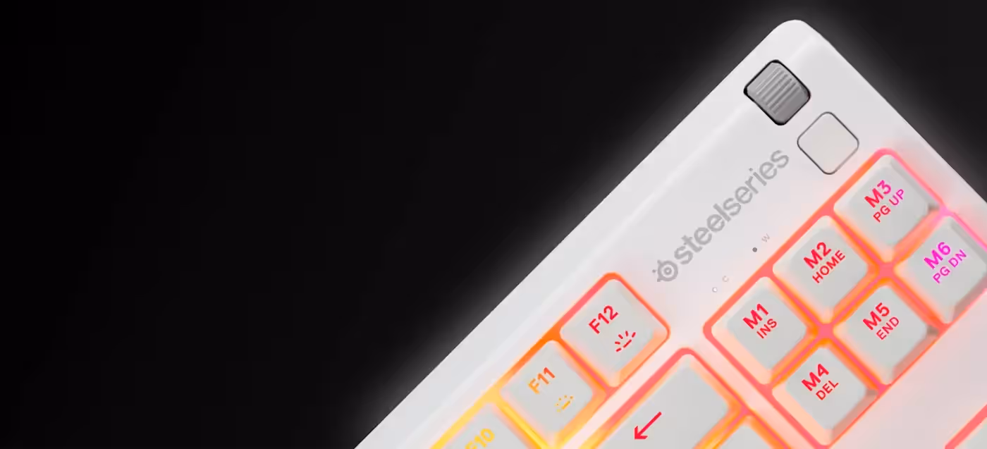 Clickable volume roller and media keys on the top-right corner of the Apex 3 TKL keyboard