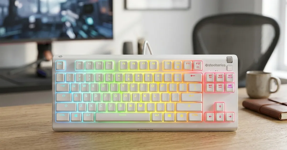 SteelSeries Apex 3 TKL RGB Gaming Keyboard — White, Compact, Quiet
