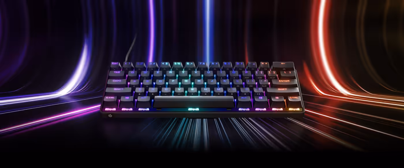 SteelSeries Apex 9 Mini RGB gaming keyboard featuring Light-speed technology design