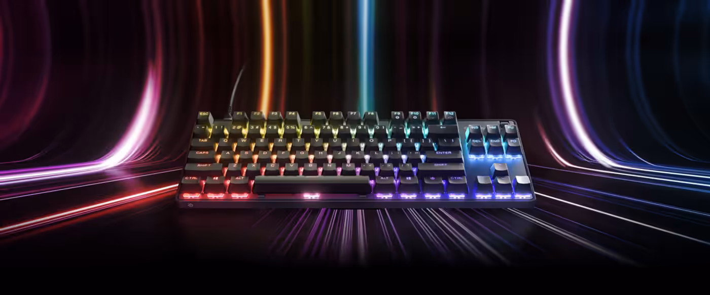 SteelSeries Apex 9 TKL RGB gaming keyboard viewed from above
