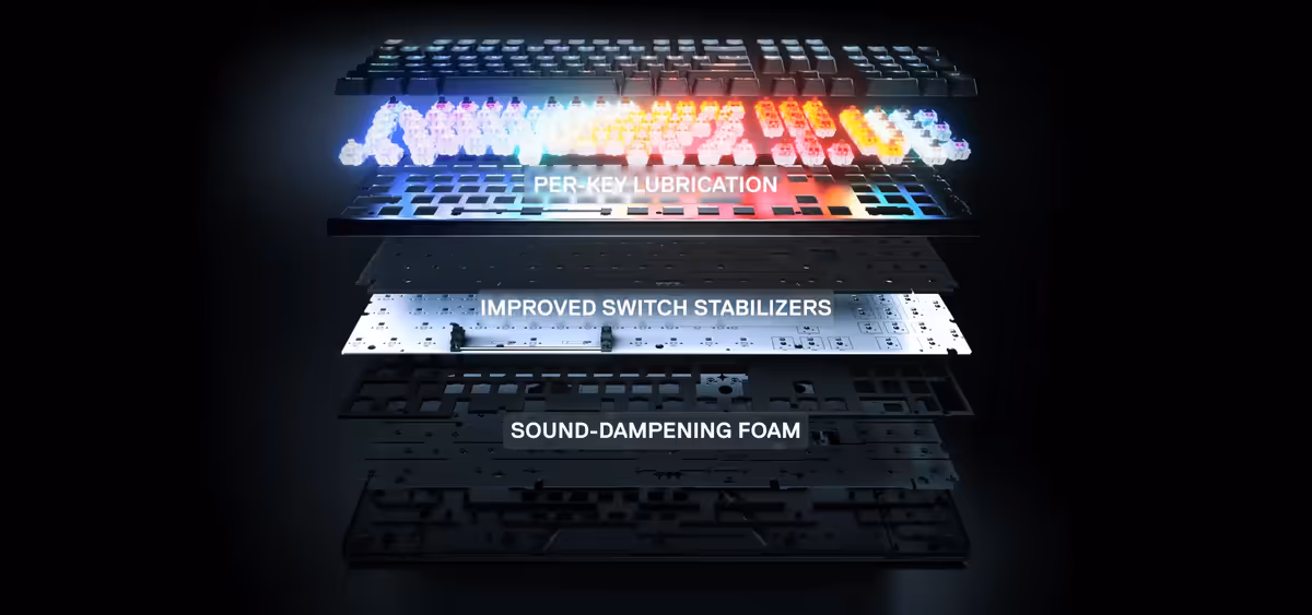 SteelSeries Apex Pro Gen 3 RGB Mechanical Gaming Keyboard displayed in a complete gaming setup