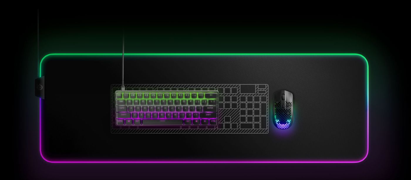 Compact 60% layout of the Apex Pro Mini keyboard