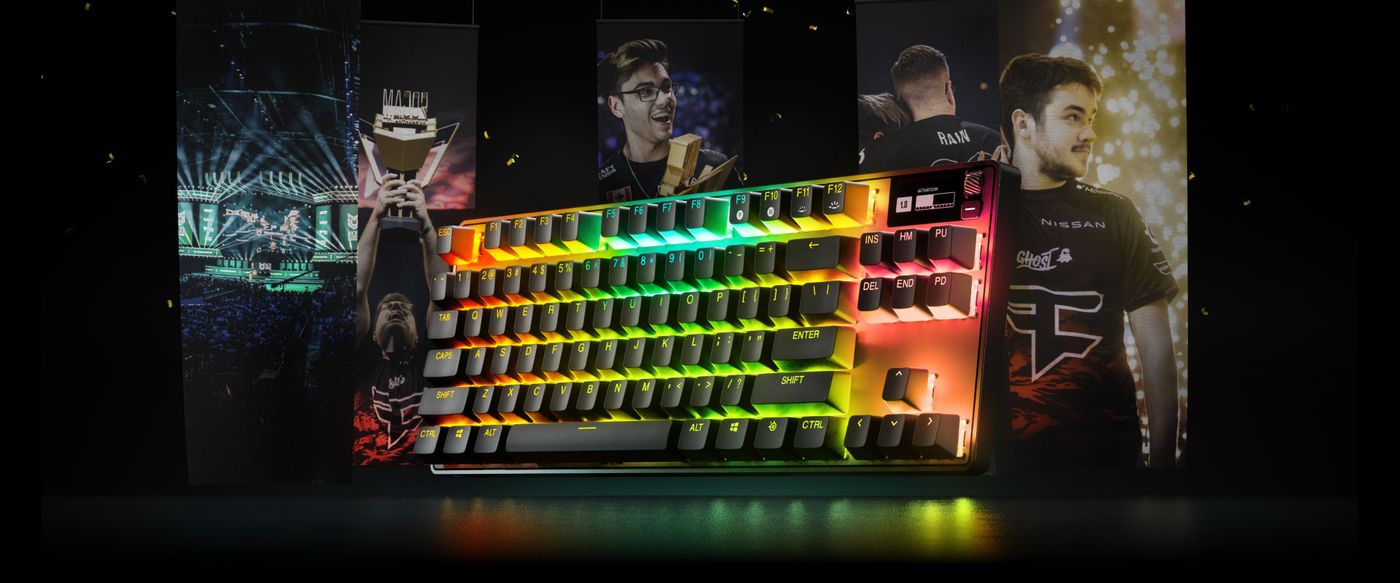 SteelSeries Apex Pro TKL Wireless gaming keyboard shown from the front