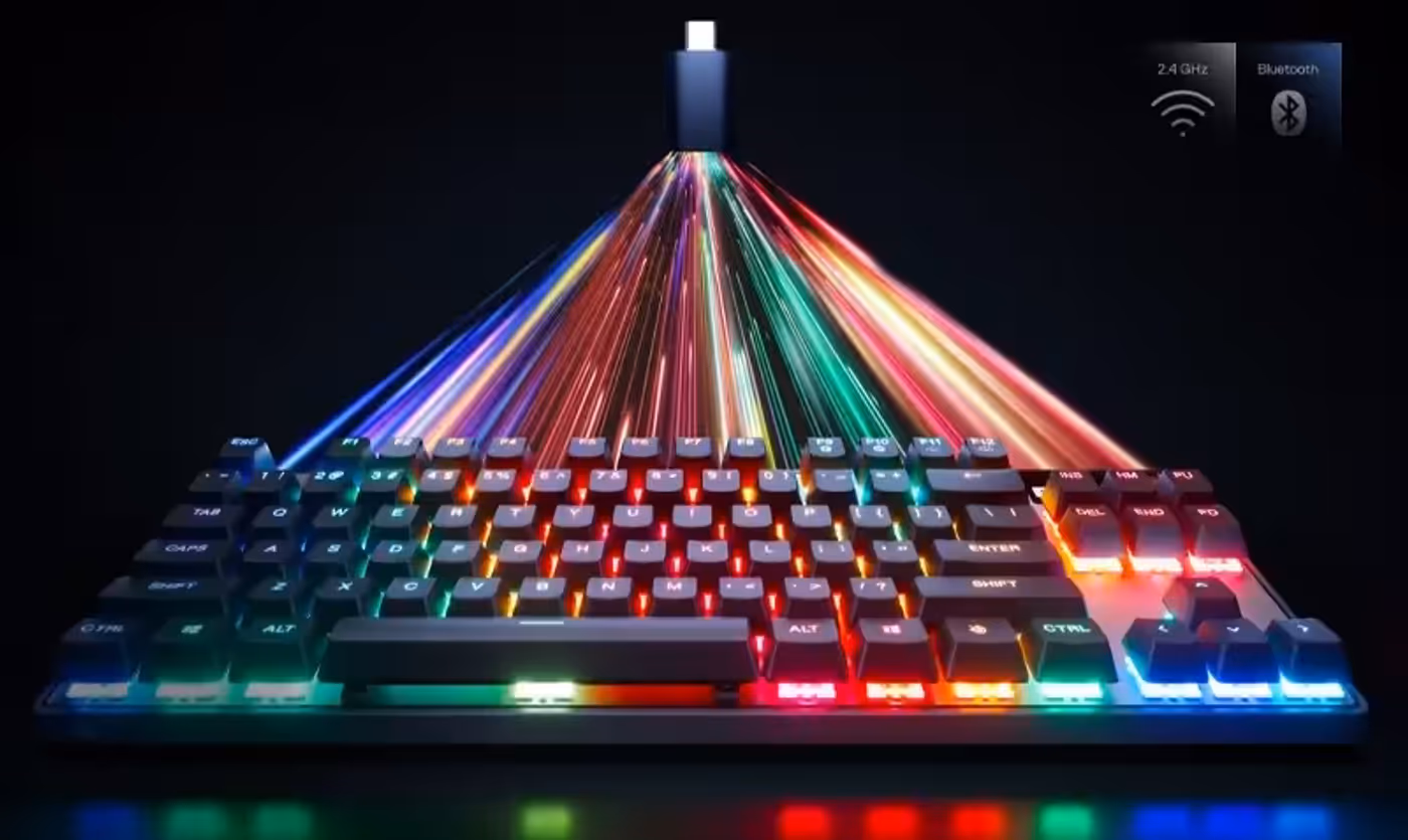 Detailed image of Apex Pro Wireless Mechanical Gaming Keyboard with RGB lighting