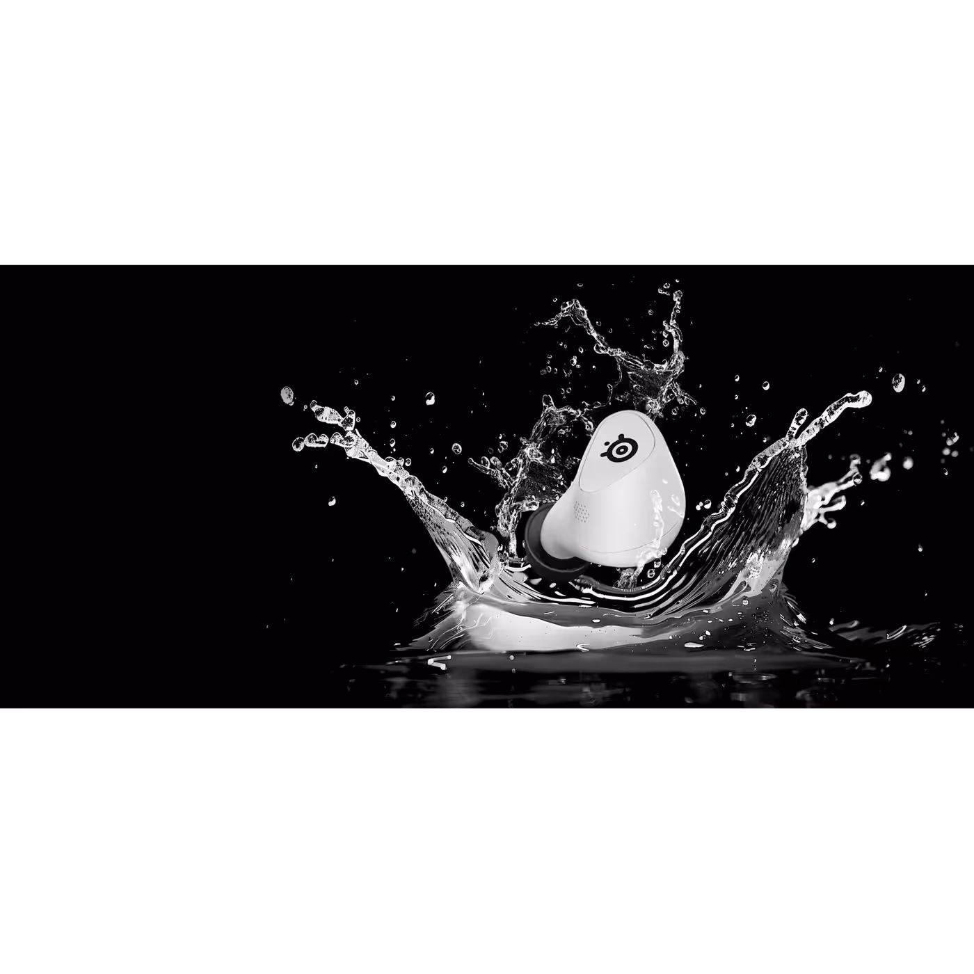 Arctis GameBuds White bud in a water splash