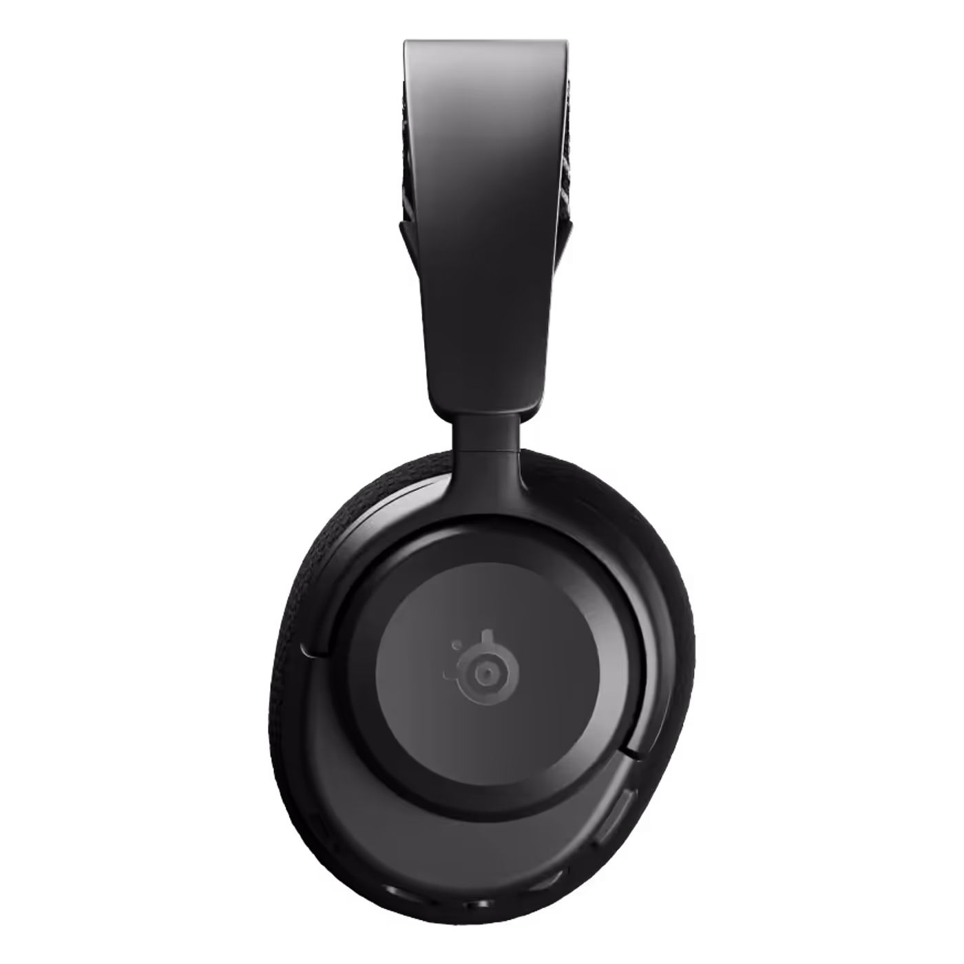 Side view of the SteelSeries Arctis Nova 3 Wireless in Black showing the earcup and hinge