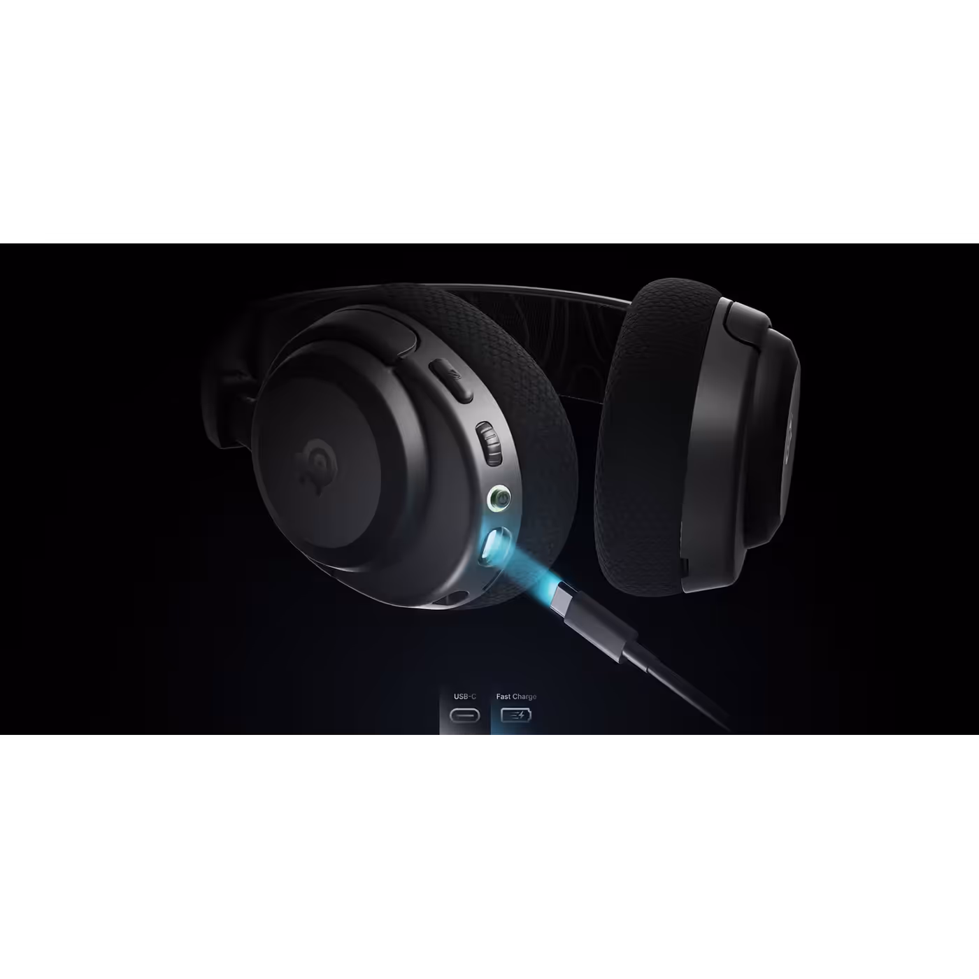 SteelSeries Arctis Nova 3 Wireless in Black charging through its USB-C port