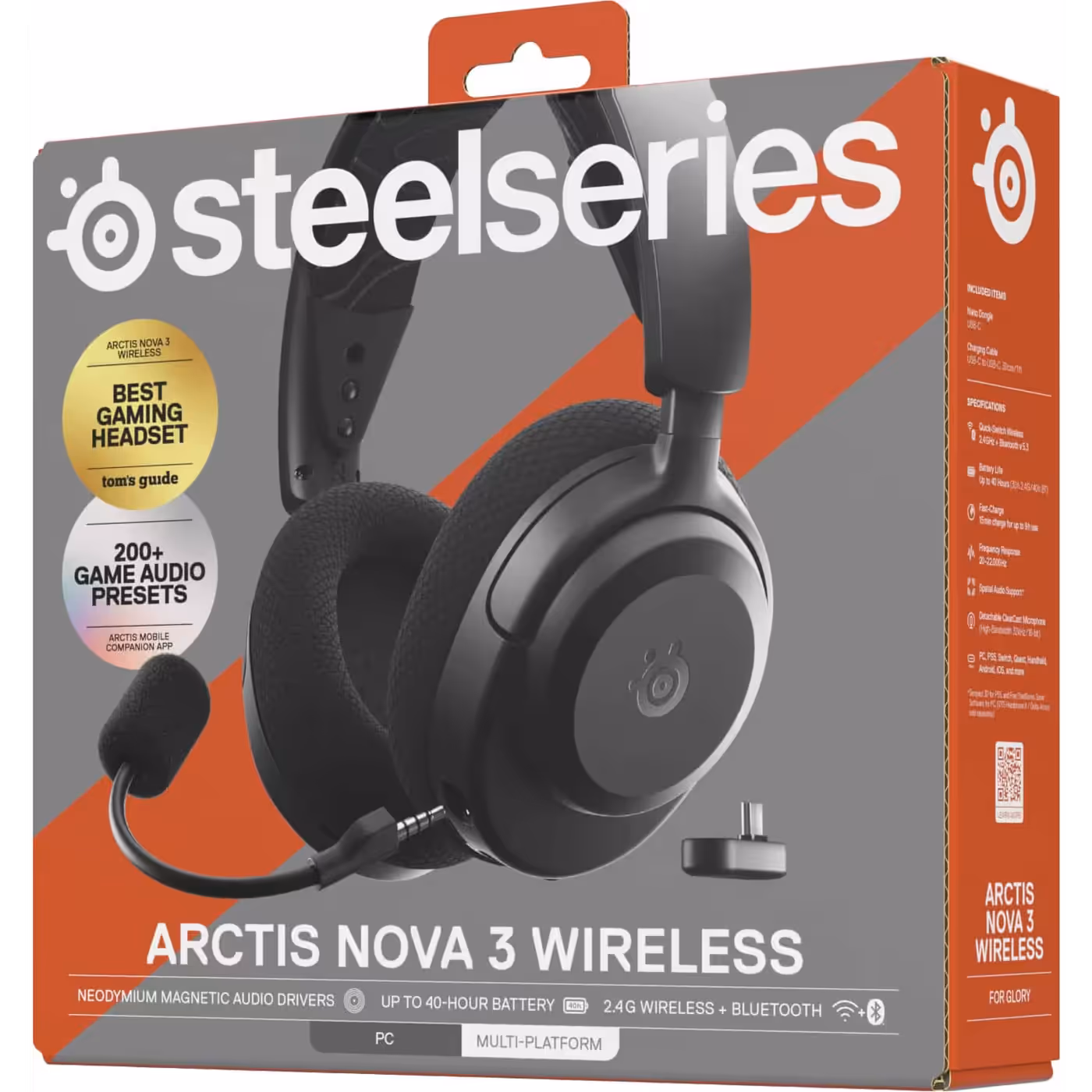 The SteelSeries Arctis Nova 3 Wireless retail box in Black