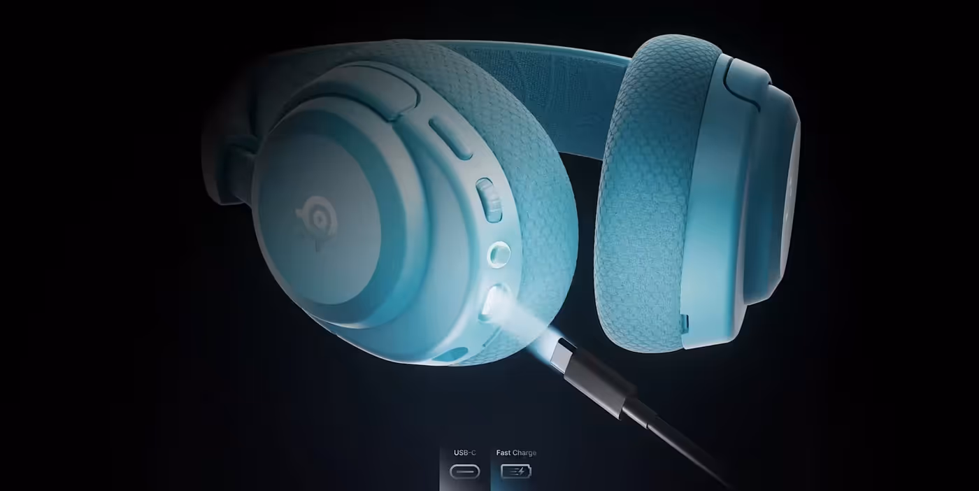 Ear cushion design on the aqua SteelSeries Arctis Nova 3X headset
