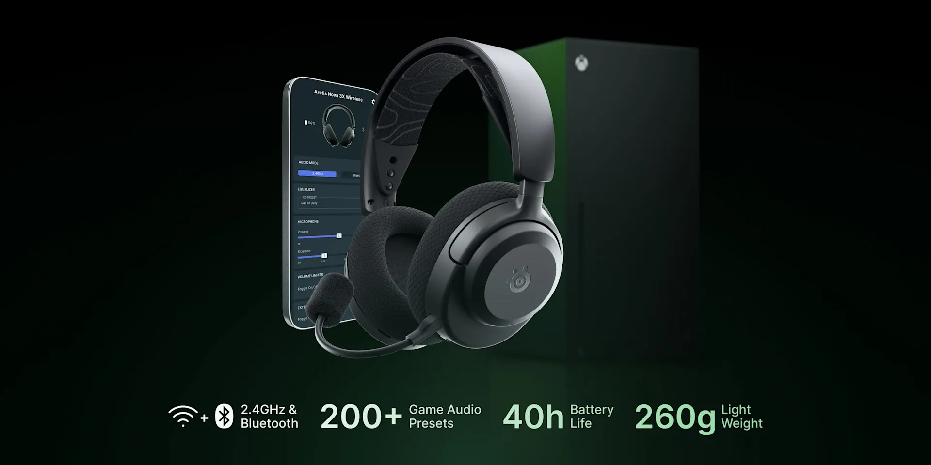 SteelSeries Arctis Nova 3X Wireless Headset Aqua desktop side view