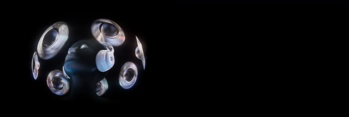 SteelSeries Arctis Nova 5P showing 360-degree spatial audio for realistic soundscapes
